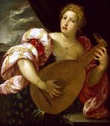 unknow artist, Young Woman Playing a Lute